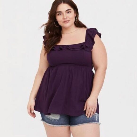 Torrid Purple Stretch Challis Babydoll Top Blouse Sz 2X - Picture 1 of 1